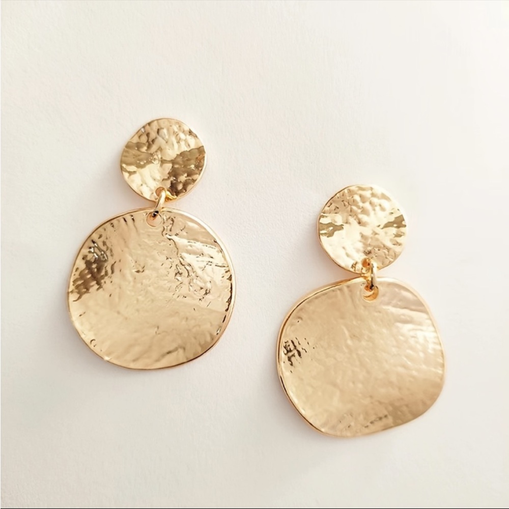 NWT 14K GOLD plated bohemian gold disc drop earrings new with tags